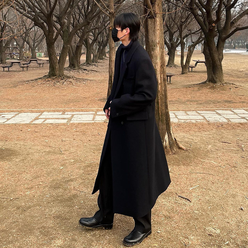 秋冬男款毛呢大衣男长款过膝宽松双排扣韩版呢子风衣外套冬季加厚,淘宝优惠券,粉丝福利购,淘宝优惠卷