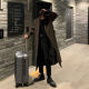 Men's long knee-length woolen coat thickened in winter
