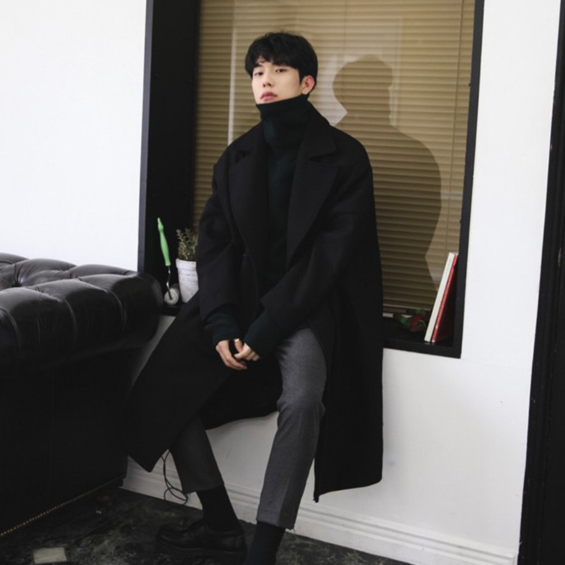 新款冬季毛呢大衣男中长款韩版宽松无羊毛呢子外套男士双排扣落肩,淘宝优惠券,粉丝福利购,淘宝优惠卷