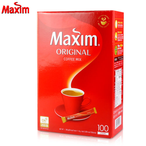 韩国进口麦馨咖啡maxim原味三合一速溶咖啡粉100条盒装1200g提神 - 图0