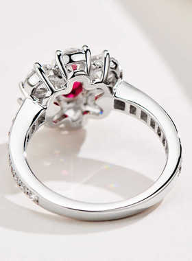 40分鸽血红925银镀金戒指高级感