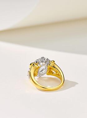 围镶925银镀金戒指水沫玉轻奢