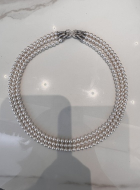 复古施家珍珠项链Joie首饰三层链