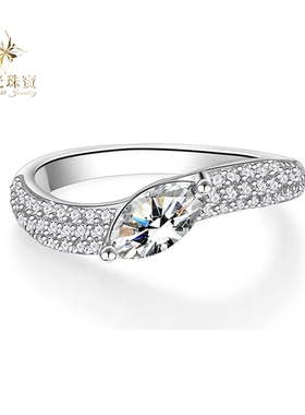 s925纯银莫桑钻1ct一帘幽梦戒指