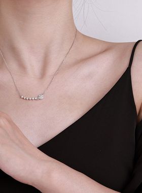 闪亮s925纯银星球宇宙梦幻莫桑石项链小众设计感清冷风时尚锁骨链