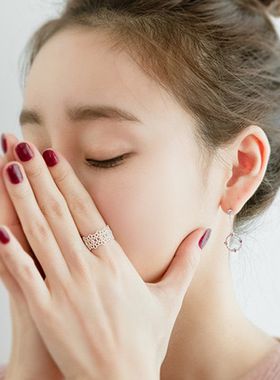 S925银 日韩开口镂空蕾丝戒指 女款尾戒食指指环饰品情侣告白礼物