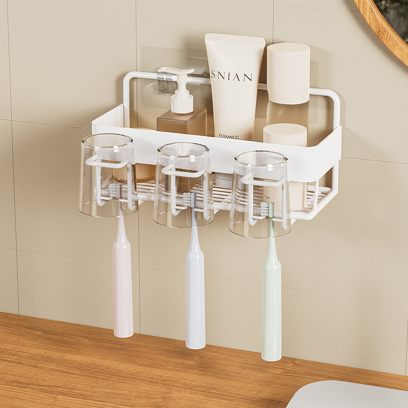 牙刷置物架免打孔壁挂式家居家用多功能牙膏杯子收纳浴室置物神器