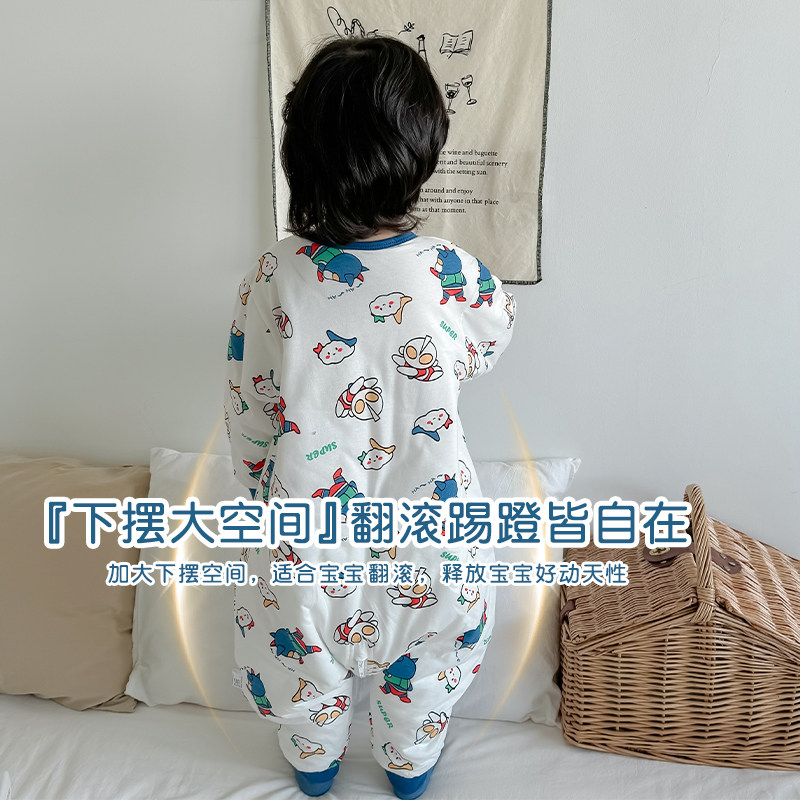 睡袋春秋款儿童加厚纯棉宝宝连体睡衣大童冬季婴儿防踢被分腿夹棉,淘宝优惠券,粉丝福利购,淘宝优惠卷