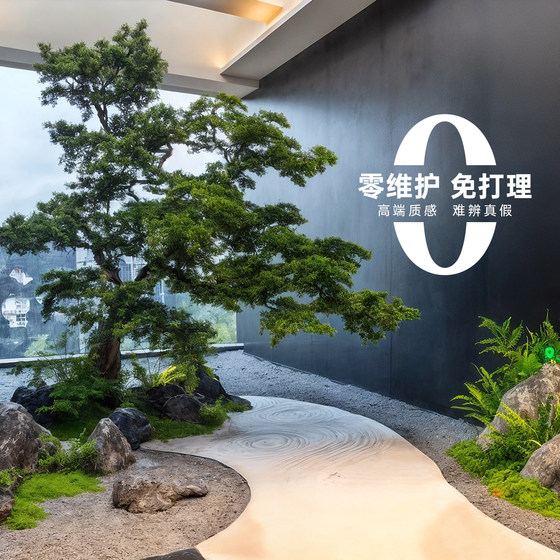 Simulated green plants, indoor landscaping space under stairs, corner landscape, artificial trees, simulated trees, landscape plants, landscaping decoration