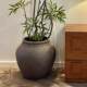 Nordic magnesium clay floor-standing flowerpot with large green plant