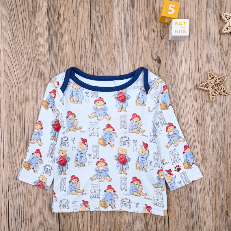 外贸欧美 男宝春秋纯棉长袖T恤上衣家居长裤连帽毛绒睡袍三件套装 - 图2