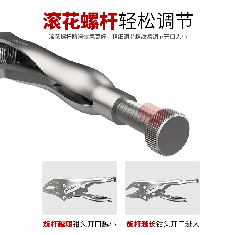 大开口木工钢管道紧固c型大力钳子多功能圆嘴长嘴尖嘴压力夹管钳 - 图2