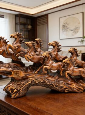 八骏雄风马摆件家居客厅酒柜工艺品马到成功办公室开业公司装饰品