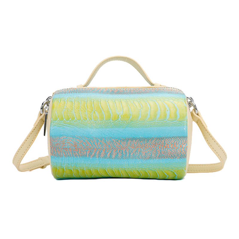 cobo /羚羊头层牛皮撞色女波士顿包 COBO女士包袋