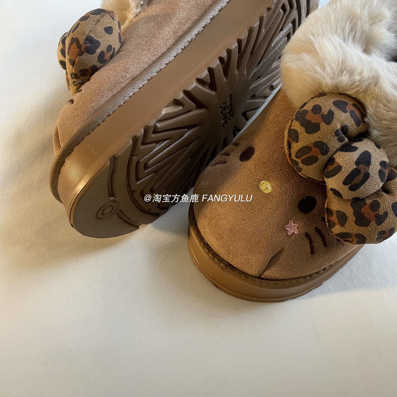 方鱼鹿 KT猫可爱包跟棉拖鞋女2025冬季家居厚底防滑面包棉鞋外穿,淘宝优惠券,粉丝福利购,淘宝优惠卷