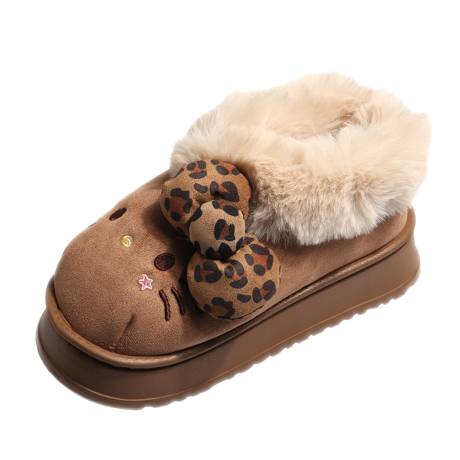 方鱼鹿 KT猫可爱包跟棉拖鞋女2025冬季家居厚底防滑面包棉鞋外穿,淘宝优惠券,粉丝福利购,淘宝优惠卷