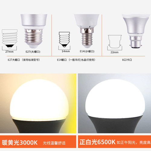 佛山照明led灯泡e27螺口家用螺纹节能灯b22卡口球泡灯高亮大功率 - 图1