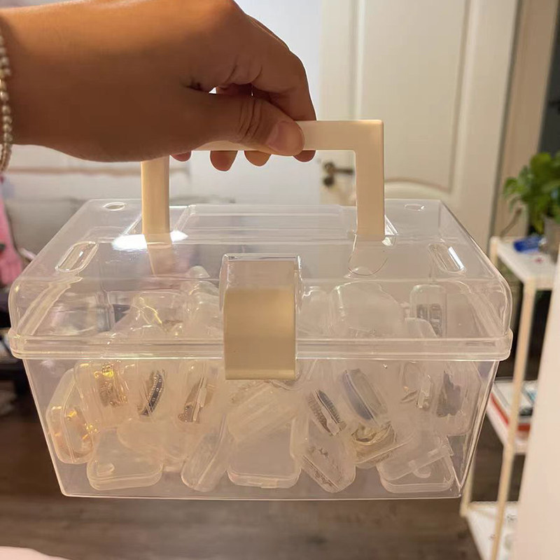 防氧化透明大容量首饰盒 桌面耳环耳钉戒指整理盒 防尘手提饰品盒,淘宝优惠券,粉丝福利购,淘宝优惠卷