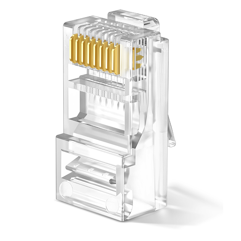 TP-LINK TL-EH5e-100 CAT5e超五类非屏蔽网络水晶头100个盒装RJ45网线连接头镀金三叉铜8芯千兆高韧性耐插拔-图2