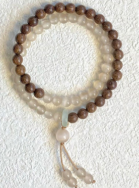 「清秋时节」金丝木纹平安扣双圈手串复古新中式天青冻跑环手饰女