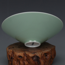 Jingdezhen High Temperature Color Glazed Bucket Bamboo Hat Bowl Imitation Antique Monochrome Glazed Porcelain Ware Old Stock Bean Green Glaze large Qing Cottage Style
