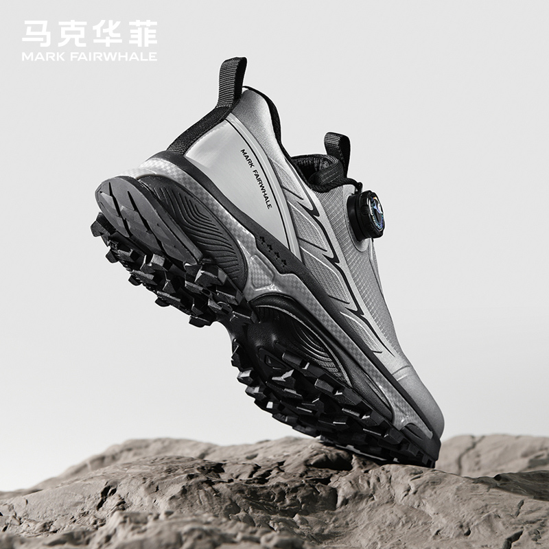 马克华菲男鞋夏季防滑网面透气户外男士休闲鞋旋转纽扣运动鞋男款 - 图0