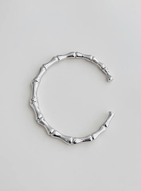 高定款设计师通体S925纯银竹节手镯轻奢小众设计高级质感手饰