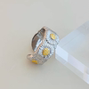 Designer high-end S925 all-over sterling silver daisy ring retro fashion heavy industry geometric mesh open ring
