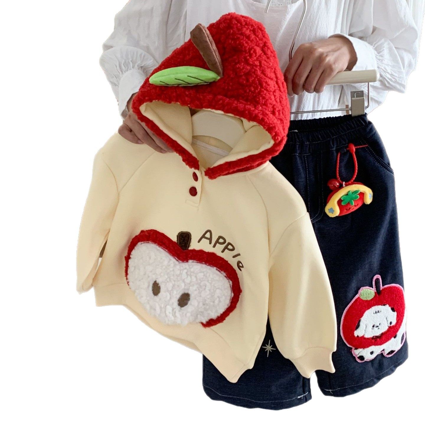 女童套装冬新款儿童洋气加绒毛毛连帽卫衣女宝加厚冬装保暖上衣,淘宝优惠券,粉丝福利购,淘宝优惠卷