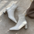 Giày cao gót đế vuông mới 2019 đế dày, giày cao gót nữ mùa xuân và mùa thu đơn - Giày ống boot trắng cao cổ Giày ống