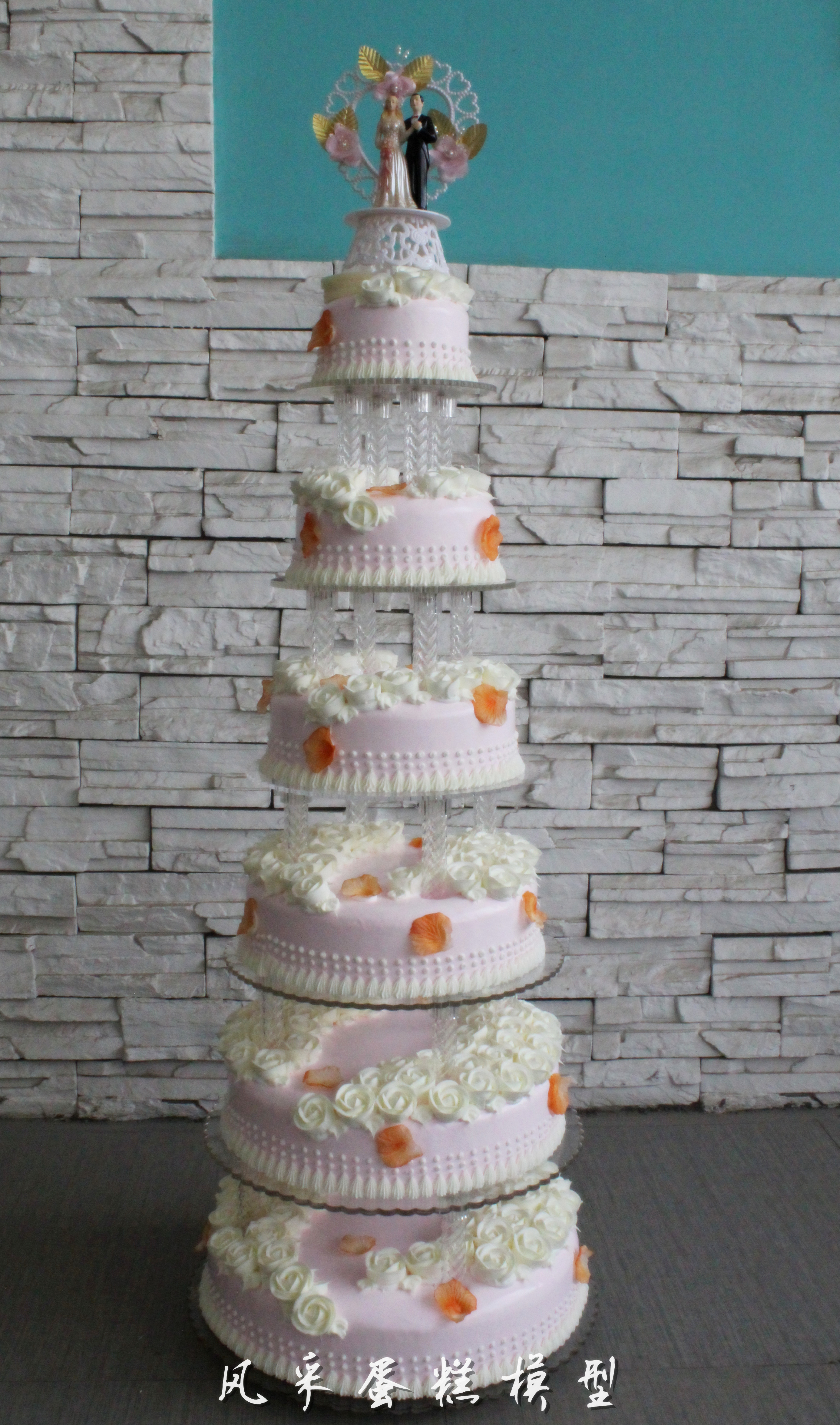 八层仿真婚庆蛋糕模型欧式新款韩式鲜花裱花六层架子蛋糕样品多层