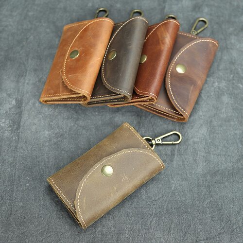 工厂尾单男真皮钥匙包头层牛皮锁匙包疯马皮外贸库存清仓尾货处理 - 图3