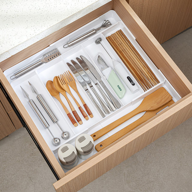 Retractable drawer partition storage box