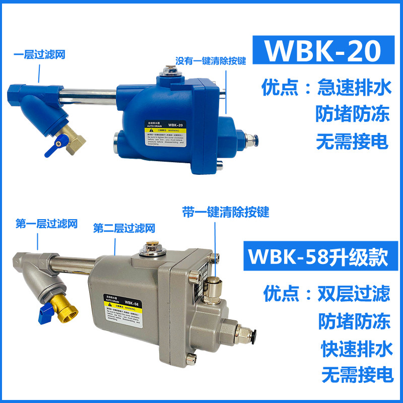 储气罐空压机自动排水器WBK-58/20气泵放水阀零损耗急速自动排水 - 图0