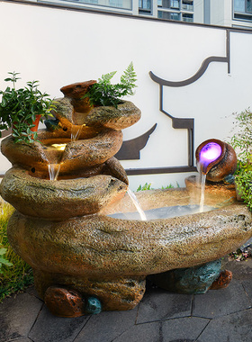 巧娜阳台流水树脂工艺品喷泉摆件