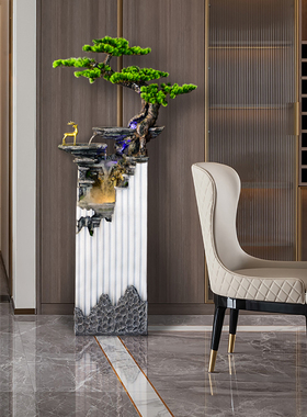 巧娜树脂招财现代客厅流水摆件