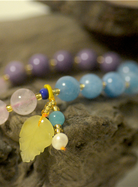 女天然水晶手链紫晶手串草莓粉晶