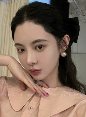 复古赫本风棉花珍珠耳钉女