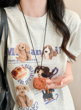 高颜值kitty猫咪皮质吊坠项链女可爱独特毛衣链长款包包挂件配饰