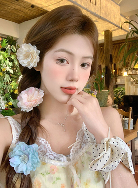 海边度假拍照仿真花朵发夹头花