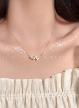 韩国冷淡风水波纹锆石项链女