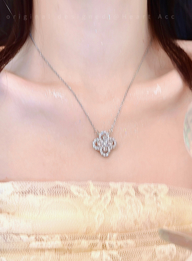 幸运石！超闪锆石四叶草项链女轻奢小众高级感锁骨链2025新款颈链