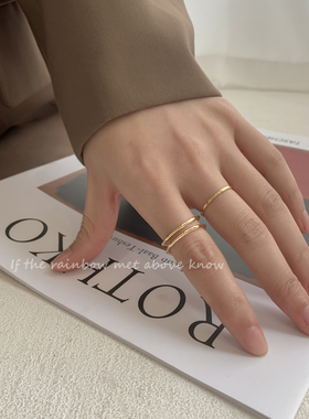 竹节冷淡风戒指女简约个性食指戒