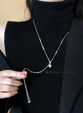 银色灰珍珠蛇骨项链女秋冬