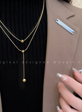 双层豆豆项链爆款锁骨链