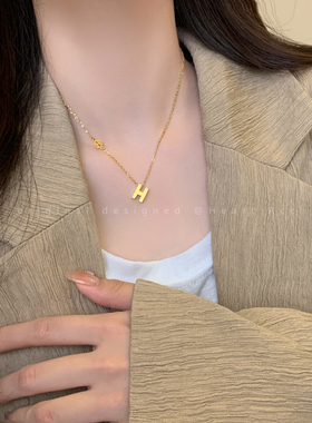 H字母钛钢项链女不掉色高级感