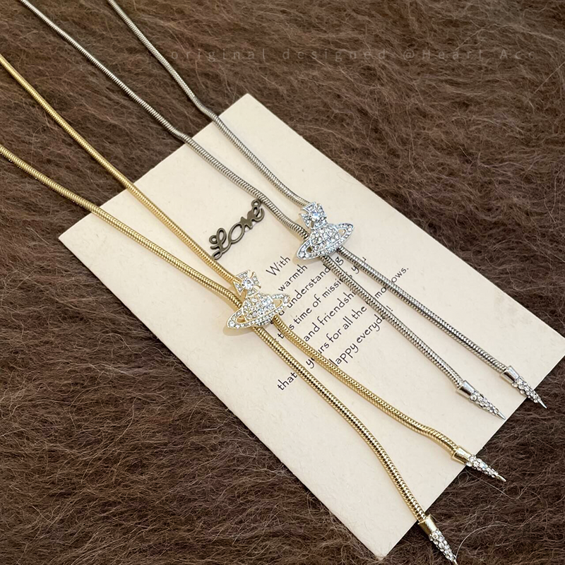 西太后土星流苏项链女轻奢高级感气质毛衣链长款可调节个性卫衣链 - 图0