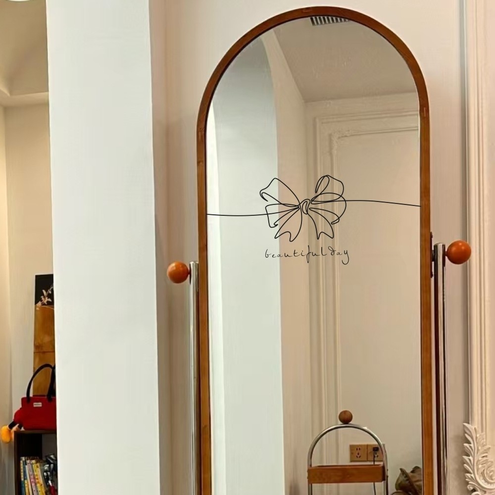 简约蝴蝶结英文beautiful day玻璃门镜子腰线装饰贴纸防撞贴纸,淘宝优惠券,粉丝福利购,淘宝优惠卷