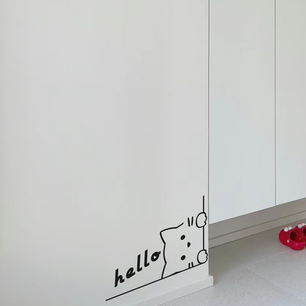 hello打招呼的猫咪可爱卡通玻璃门防撞贴纸 创意有趣镜子贴纸,淘宝优惠券,粉丝福利购,淘宝优惠卷