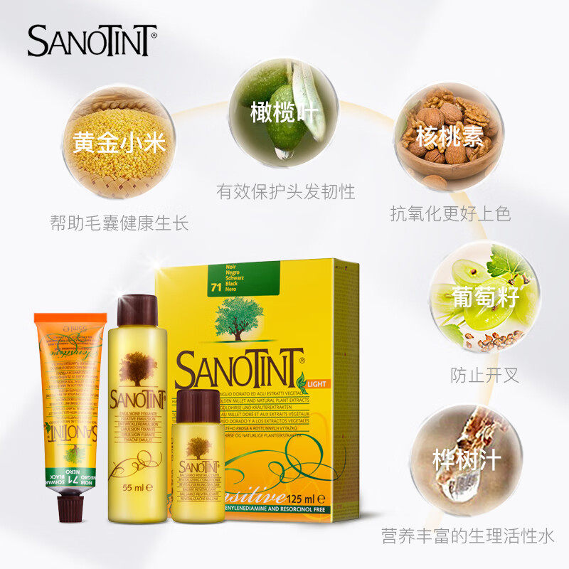 Sanotint染发剂圣丝婷意大利植物染发膏天然无刺激孕妇可用在家染,淘宝优惠券,粉丝福利购,淘宝优惠卷